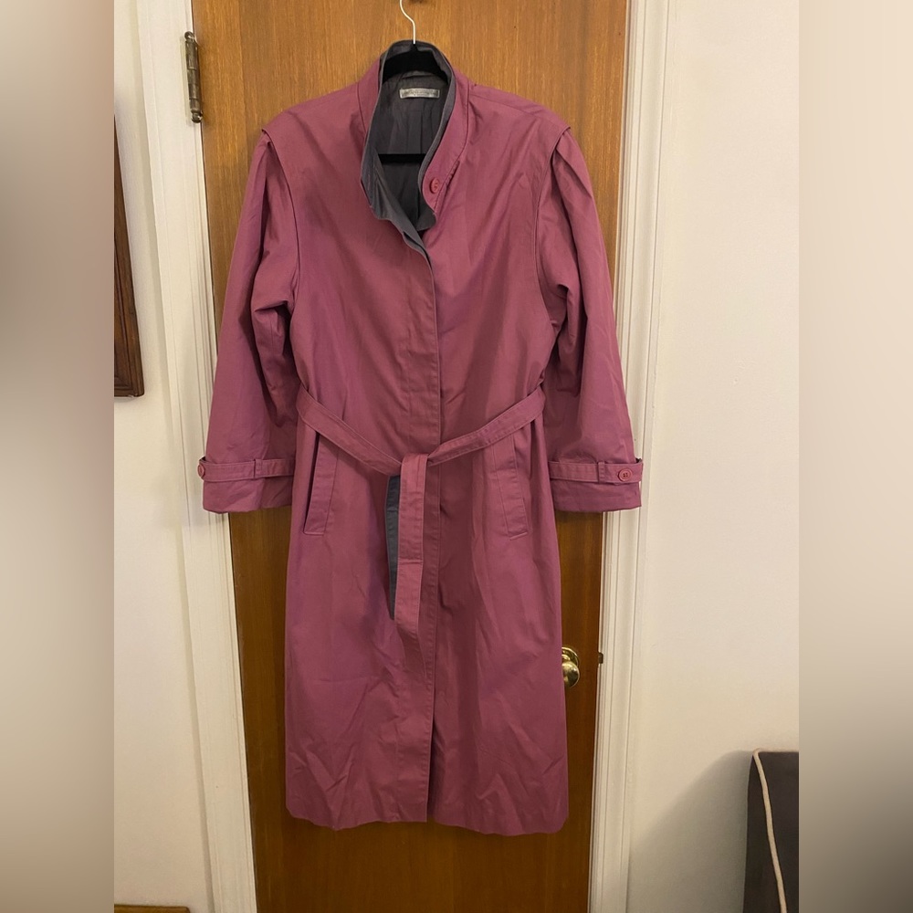 Women’s Vintage Trench/ Raincoat by Forcaster- Rose- Belted-Pockets - Size 15/16